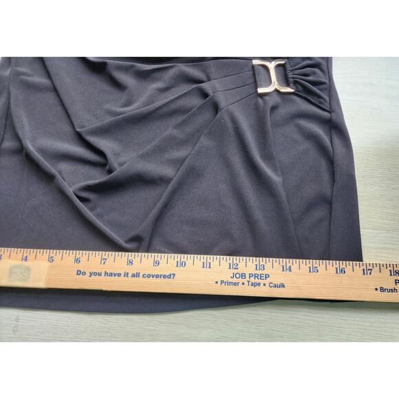 TOP/BLOUSE-CALVIN KLEIN-Black-Sleeveless-Front Gather-Gold Buckle-Size Petite SM - Picture 10 of 11